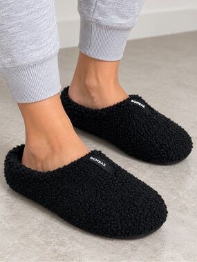 Bombas Sunday Slippers Black Sherpa Lined Slip-on Shoes Women's Size 8